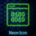 Glowing neon line Binary code icon isolated on brick wall background. Vector Royalty Free Stock Photo