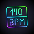 Glowing neon line Bitrate icon isolated on black background. Music speed. Sound quality. Vector Royalty Free Stock Photo