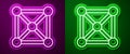 Glowing neon line Blockchain technology icon isolated on purple and green background. Cryptocurrency data. Abstract Royalty Free Stock Photo