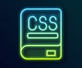 Glowing neon line Books about programming icon isolated on black background. Programming language concept. PHP, CSS, XML Royalty Free Stock Photo