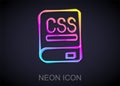 Glowing neon line Books about programming icon isolated on black background. Programming language concept. PHP, CSS, XML Royalty Free Stock Photo