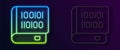 Glowing neon line Books about programming icon isolated on black background. Programming language concept. PHP, CSS, XML Royalty Free Stock Photo
