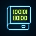 Glowing neon line Books about programming icon isolated on black background. Programming language concept. PHP, CSS, XML Royalty Free Stock Photo