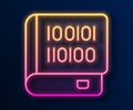 Glowing neon line Books about programming icon isolated on black background. Programming language concept. PHP, CSS, XML Royalty Free Stock Photo