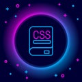 Glowing neon line Books about programming icon isolated on black background. Programming language concept. PHP, CSS, XML Royalty Free Stock Photo