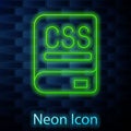Glowing neon line Books about programming icon isolated on brick wall background. Programming language concept. PHP, CSS Royalty Free Stock Photo