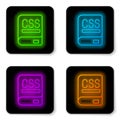 Glowing neon line Books about programming icon isolated on white background. Programming language concept. PHP, CSS, XML Royalty Free Stock Photo