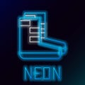 Glowing neon line Boots icon isolated on black background. Diving underwater equipment. Colorful outline concept. Vector