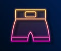 Glowing neon line Boxing short icon isolated on black background. Vector