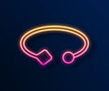 Glowing neon line Bracelet jewelry icon isolated on black background. Bangle sign. Vector