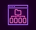 Glowing neon line Browser files icon isolated on black background. Colorful outline concept. Vector Royalty Free Stock Photo