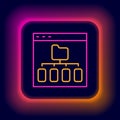 Glowing neon line Browser files icon isolated on black background. Colorful outline concept. Vector Royalty Free Stock Photo