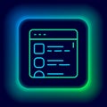 Glowing neon line Browser files icon isolated on black background. Colorful outline concept. Vector Royalty Free Stock Photo