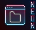 Glowing neon line Browser files icon isolated on black background. Colorful outline concept. Vector Royalty Free Stock Photo