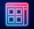 Glowing neon line Browser files icon isolated on blue background. Vector Royalty Free Stock Photo