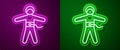 Glowing neon line Bungee jumping icon isolated on purple and green background. Vector Royalty Free Stock Photo