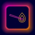 Glowing neon line Burning match with fire icon isolated on black background. Match with fire. Matches sign. Colorful Royalty Free Stock Photo