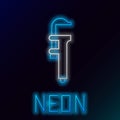 Glowing neon line Calliper or caliper and scale icon isolated on black background. Precision measuring tools. Colorful