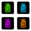 Glowing neon line Camping gas stove icon isolated on white background. Portable gas burner. Hiking, camping equipment