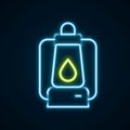 Glowing neon line Camping lantern icon isolated on black background. Colorful outline concept. Vector Royalty Free Stock Photo