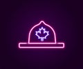 Glowing neon line Canadian ranger hat uniform icon isolated on black background. Colorful outline concept. Vector