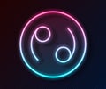 Glowing neon line Cancer zodiac sign icon isolated on black background. Astrological horoscope collection. Vector Royalty Free Stock Photo