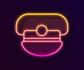 Glowing neon line Captain hat icon isolated on black background. Vector