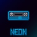 Glowing neon line Car Audio icon isolated on black background. Fm radio car audio icon. Colorful outline concept. Vector