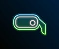 Glowing neon line Car rearview mirror icon isolated on black background. Colorful outline concept. Vector