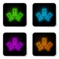 Glowing neon line Cartridges icon isolated on white background. Shotgun hunting firearms cartridge. Hunt rifle bullet
