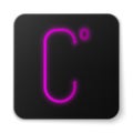 Glowing neon line Celsius icon isolated on white background. Black square button. Vector Illustration Royalty Free Stock Photo