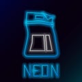 Glowing neon line Cement bag icon isolated on black background. Colorful outline concept. Vector