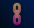 Glowing neon line Chain link icon isolated on black background. Link single. Hyperlink chain symbol. Vector