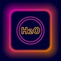 Glowing neon line Chemical formula for water drops H2O shaped icon isolated on black background. Colorful outline Royalty Free Stock Photo