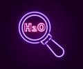 Glowing neon line Chemical formula for water drops H2O shaped icon isolated on black background. Colorful outline Royalty Free Stock Photo