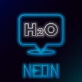 Glowing neon line Chemical formula for water drops H2O shaped icon isolated on black background. Colorful outline Royalty Free Stock Photo