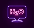 Glowing neon line Chemical formula for water drops H2O shaped icon isolated on black background. Colorful outline Royalty Free Stock Photo