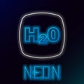 Glowing neon line Chemical formula for water drops H2O shaped icon isolated on black background. Colorful outline Royalty Free Stock Photo