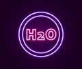 Glowing neon line Chemical formula for water drops H2O shaped icon isolated on black background. Colorful outline Royalty Free Stock Photo