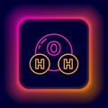 Glowing neon line Chemical formula for water drops H2O shaped icon isolated on black background. Colorful outline Royalty Free Stock Photo