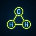 Glowing neon line Chemical formula for water drops H2O shaped icon isolated on black background. Colorful outline Royalty Free Stock Photo