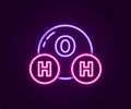 Glowing neon line Chemical formula for water drops H2O shaped icon isolated on black background. Colorful outline Royalty Free Stock Photo