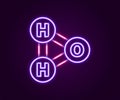 Glowing neon line Chemical formula for water drops H2O shaped icon isolated on black background. Colorful outline Royalty Free Stock Photo