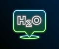 Glowing neon line Chemical formula for water drops H2O shaped icon isolated on black background. Colorful outline Royalty Free Stock Photo