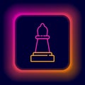 Glowing neon line Chess icon isolated on black background. Business strategy. Game, management, finance. Colorful