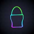 Glowing neon line Chicken egg on a stand icon isolated on black background. Vector