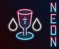 Glowing neon line Christian chalice icon isolated on black background. Christianity icon. Happy Easter. Colorful outline Royalty Free Stock Photo