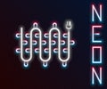 Glowing neon line Christmas lights icon isolated on black background. Merry Christmas and Happy New Year. Colorful Royalty Free Stock Photo