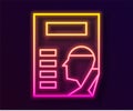 Glowing neon line Cinema poster icon isolated on black background. Vector Illustration Royalty Free Stock Photo