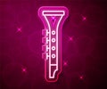 Glowing neon line Clarinet icon isolated on red background. Musical instrument. Vector